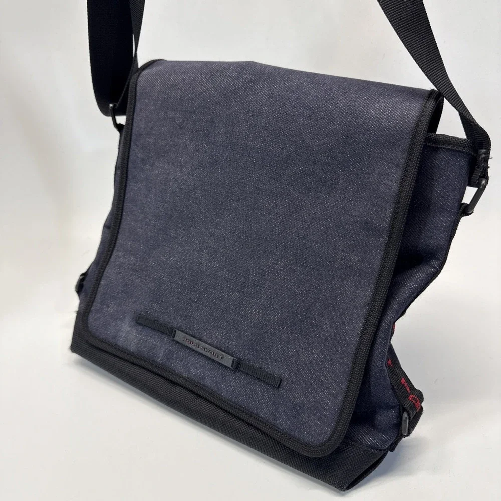 Vintage Polo Sport Denim Shoulder Crossbody Messenger Bag Blue 10